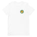 White T-shirt with "420 Breakfast Squad" around a pancake stack and cannabis leaf design.