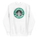 White Stoner Hoodie with Cannabis & Caffeine Coffee Shop Logo Print