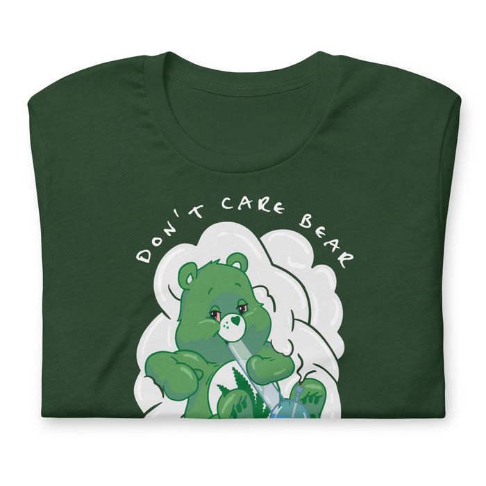 folded weed t-shirt - don't care bear - green