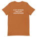 "In my defense, I was left unsupervised" t-shirt available in mustard orange, part of the "Funny" collection.