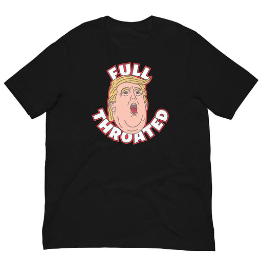 Black T-Shirt featuring Donald Trump ready to receive a full throated endorsement.