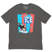 T-shirt featuring Abolish ICE design on asphalt grey fabric