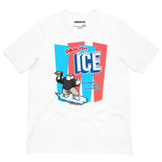 T-shirt featuring Abolish ICE design on white fabric