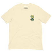 Beige Always on the Grind T-shirt, front view, with a retro grinder cartoon design.