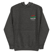 Charcoal heather hoodie with subtle Anti Zionist Social Club chest logo.