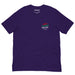 Front view of purple version with chest print supporting Palestine.