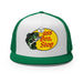 Green mesh hat with large mouth bass joke logo on front