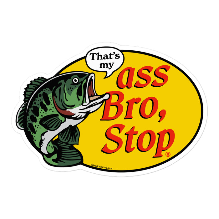 Large 5.5-inch vinyl sticker with funny parody fishing logo and speech bubble