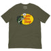 Military green fishing humor t-shirt with parody outdoor logo