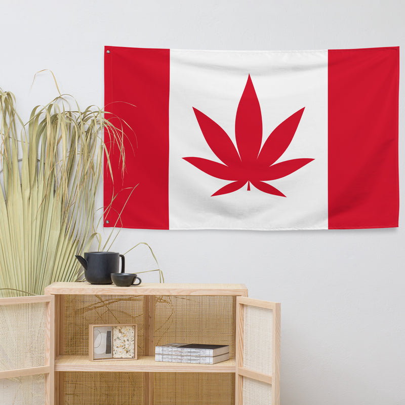 Canada Cannabis Flag hanging on a wall