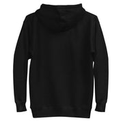black hoodie with "Radicalized By Basic Decency" design (back)