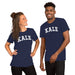 Man and woman smiling while wearing matching KALE parody shirts.