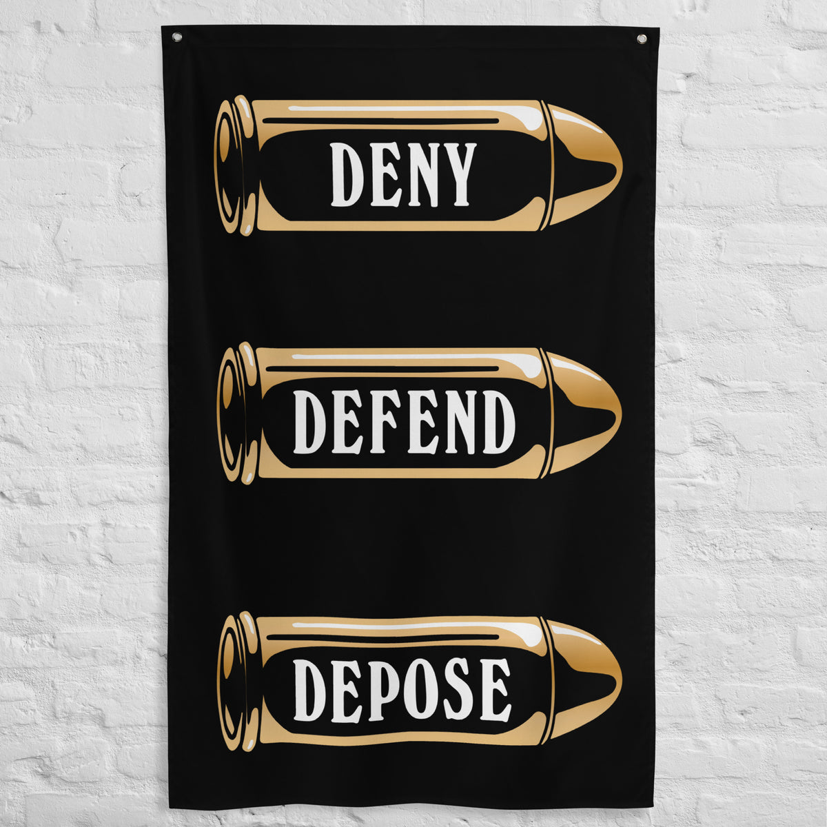 Deny Defend Depose Flag – Bold Graphic Wall Decor — Mongolife