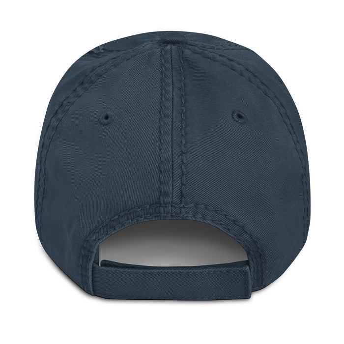back of navy make europe great again dad hat adjustable strap MEGA distressed cap