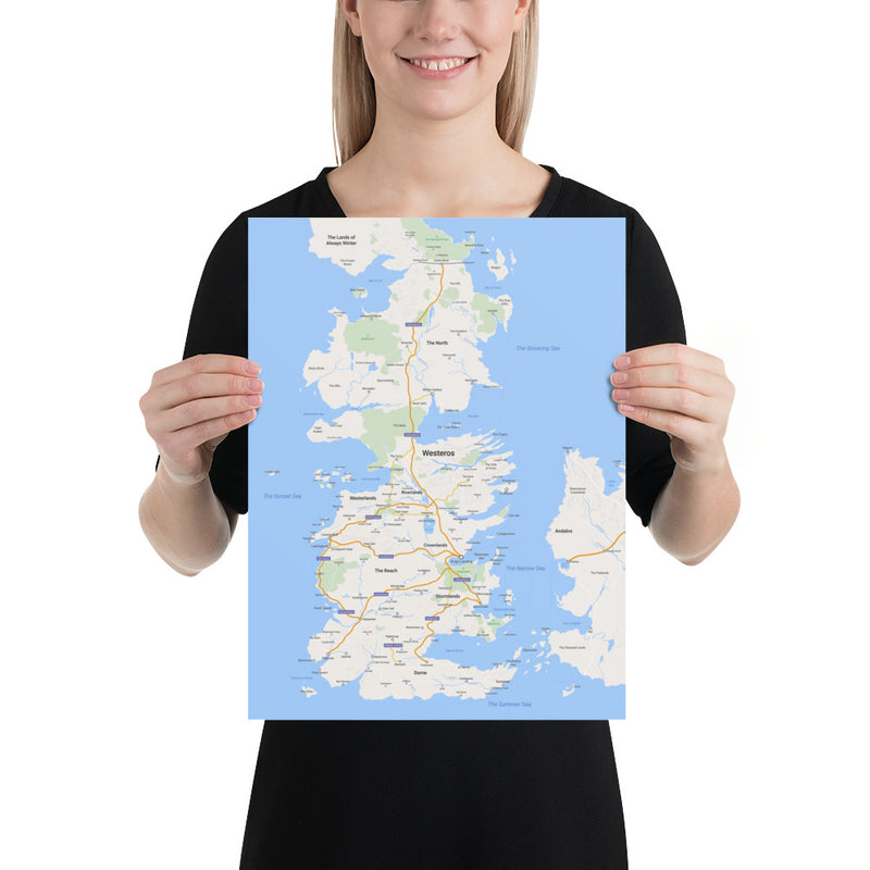 poster featuring "Westeros", maps, movies and tv (12x16 in)
