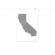 poster featuring "California in One Line", maps (20x30 in)
