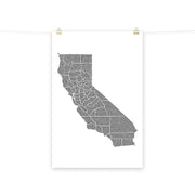 poster featuring "California in One Line", maps (24x36 in)