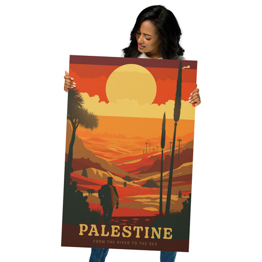 Vintage-style travel poster featuring Palestine as a tribute to its people and culture.