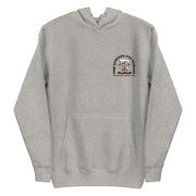 Front view of the Espresso Martini hoodie in carbon grey, with a minimalist martini glass design on the left chest.