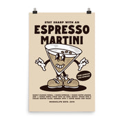 24x36 Espresso Martini poster, a bold and playful cocktail print perfect for large wall spaces in bars or coffee shops.