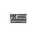 3x3 inch FDT sticker with black brushstroke flag design and bold protest text
