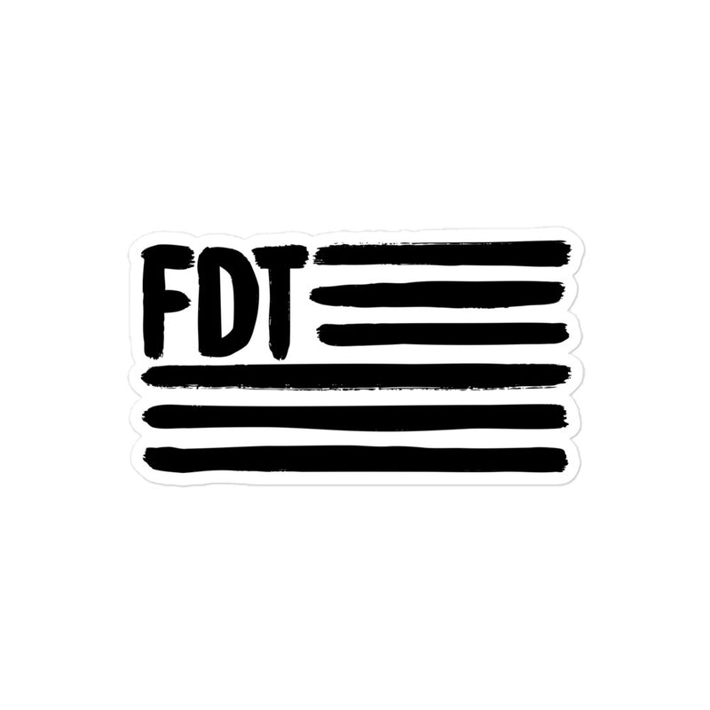 4x4 inch square FDT sticker featuring hand-drawn anti-Trump graphic