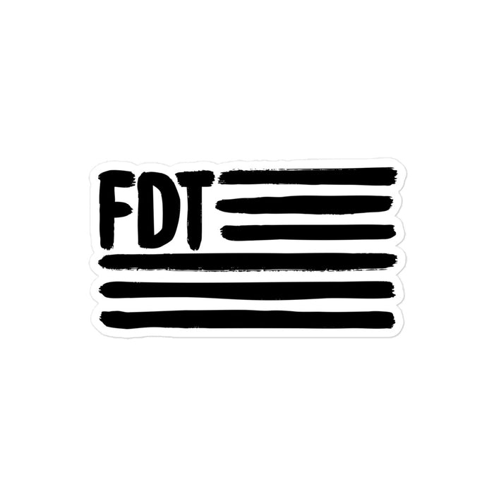 4x4 inch square FDT sticker featuring hand-drawn anti-Trump graphic