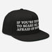 right side of black afraid of boobs snapback cap white embroidery funny crude flat bill hat