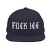 navy blue snapback hat with gothic Fuck ICE text