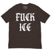 brown activist protest t shirt with white fuck ice print anti ice abolitionist political message shirt