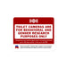 Funny 4-inch vinyl sticker featuring fake GOP warning about toilet surveillance for gender research, styled like an official government notice, shown on plain white backdrop.