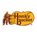 5.5×5.5″ sticker showing “Honky Bucket” logo spoof with seated man and barrel, styled like classic Americana branding.