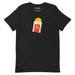 Vintage black t-shirt with a parody print of a hash brown in a red sleeve labeled “Hot Mess.”