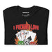 Folded black t-shirt showing “I Fucking Love Losing Money” graphic, a top pick for degenerate gambling memes.