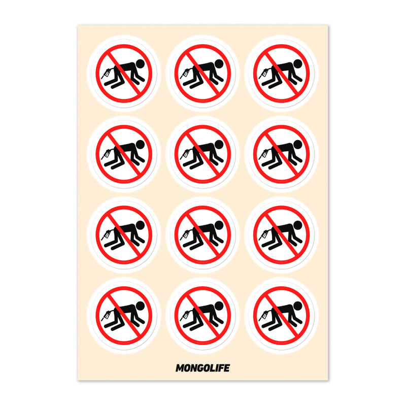 "No Gas in Ass" prank sticker sheet, funny, parody