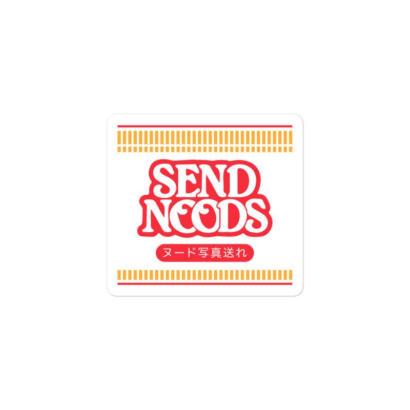 "Send Noods" vinyl sticker, food, parody