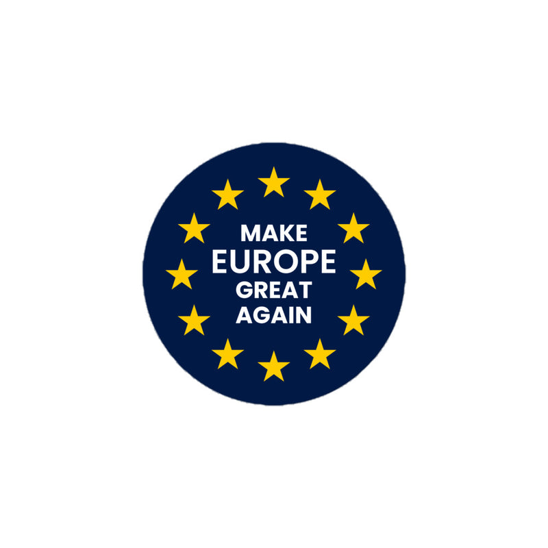 MEGA make europe great again sticker navy circle white text eu stars waterproof vinyl decal