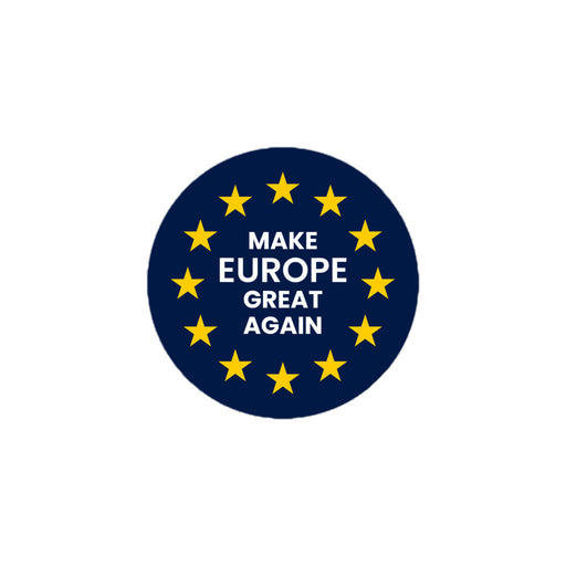 MEGA make europe great again sticker navy circle white text eu stars waterproof vinyl decal