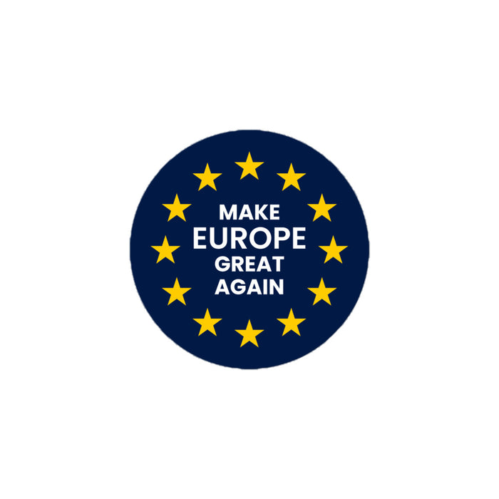 MEGA make europe great again sticker navy circle white text eu stars waterproof vinyl decal