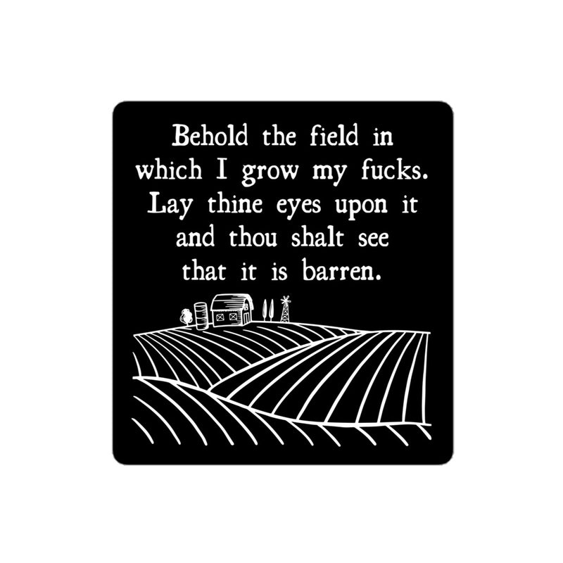 "Barren Field of F*cks" vinyl sticker, funny