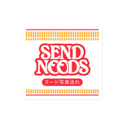 "Send Noods" vinyl sticker, food, parody