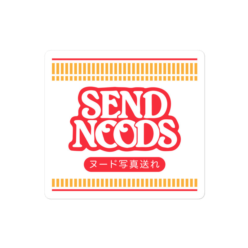 "Send Noods" vinyl sticker, food, parody
