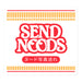 "Send Noods" parody sticker in the style of a cup noodle design, ideal for ramen lovers.