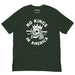 Heather Emerald green t-shirt with “No Kings in America” anti-authoritarian artwork in large white print.