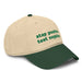 right side of khaki green stay positive test negative cap funny embroidered two tone hat