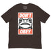 Brown t‑shirt featuring the same “Portland Frogs Don’t Obey” print with frog iconography and statement slogan.