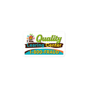 Quality Learing Center 1-800-FRAUD parody sticker, 3x3 inch size