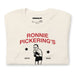 Folded Vintage White tee showing the Ronnie Pickering boxer logo and club branding.