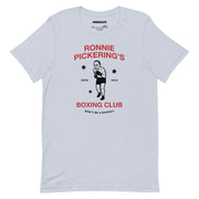 Light Blue t-shirt with the boxing club design and sarcasm‑tinged slogan.