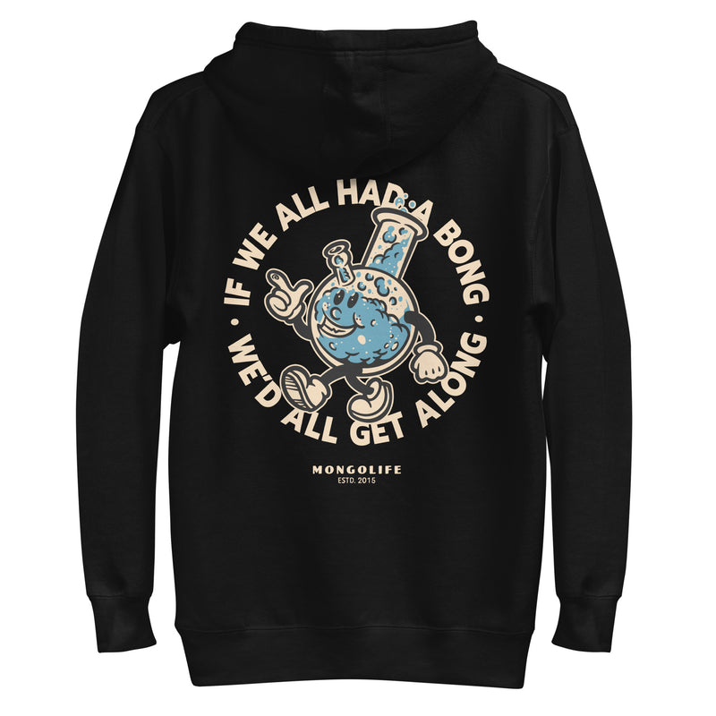 black hoodie with "If We All Had A Bong" design, vintage, weed (back)